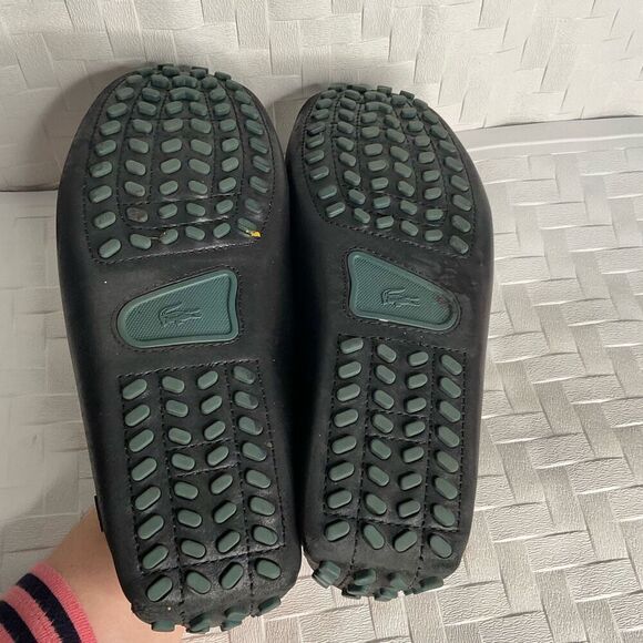 Lacoste Men's 11,5 Concours Black Leather Loafers Slip On Moccasins Driving - Picture 5 of 9